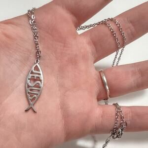 Stainless Steel Jesus Christ Fish Necklace Christian Christmas Birthday Gift New